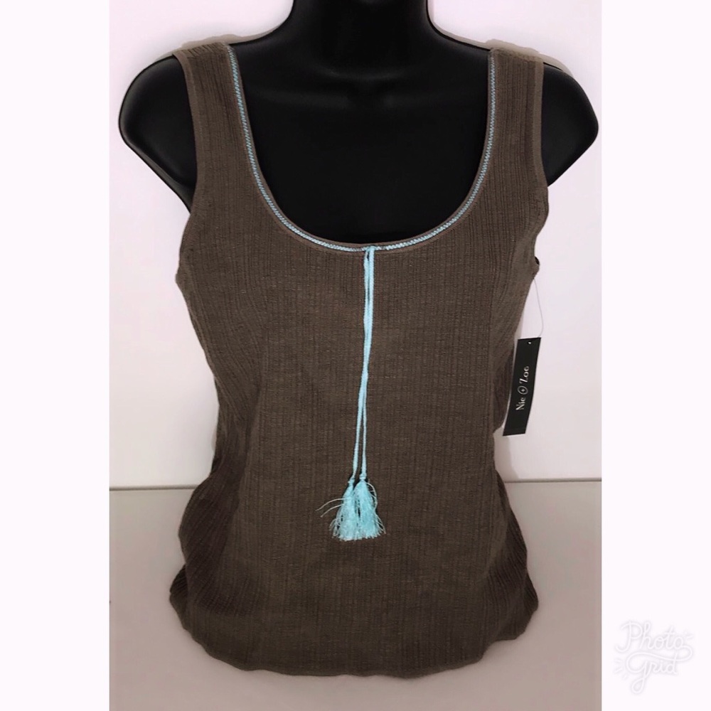 😍NIC+ZOE brown cropped top. 🔖NWT-size SMALL